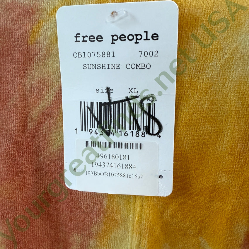 Free People Bright Eyes Velvet T-Shirt Sunshine Combo Tie-Dye NWT tee shirt