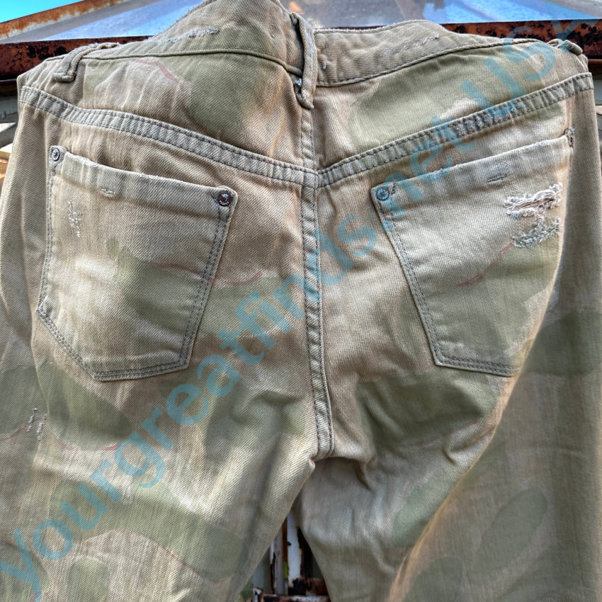 Free People Distressed Camo Cotton Jeans 29 Pants