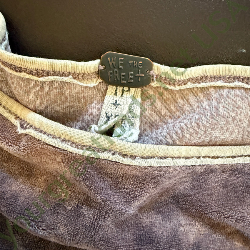 Free People Doran Velvet Tee Pink/Denim XS w/ Bag & Reciept devotional metal St. Christopher