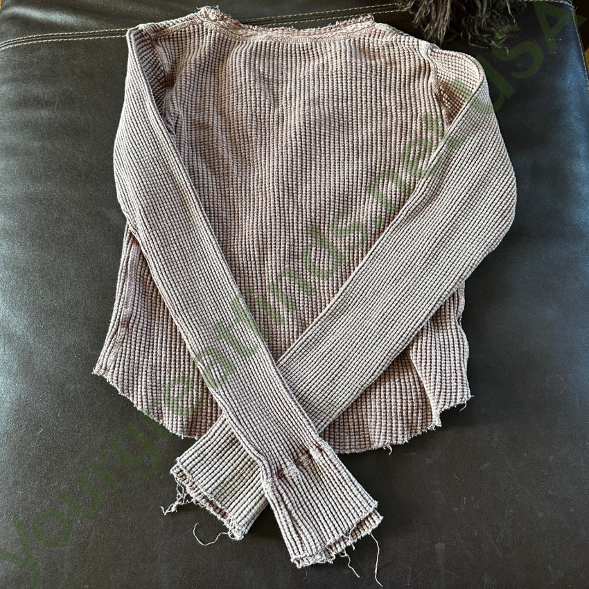 Free People Mauve Thermal Long Sleeve Shirt Small Shirt