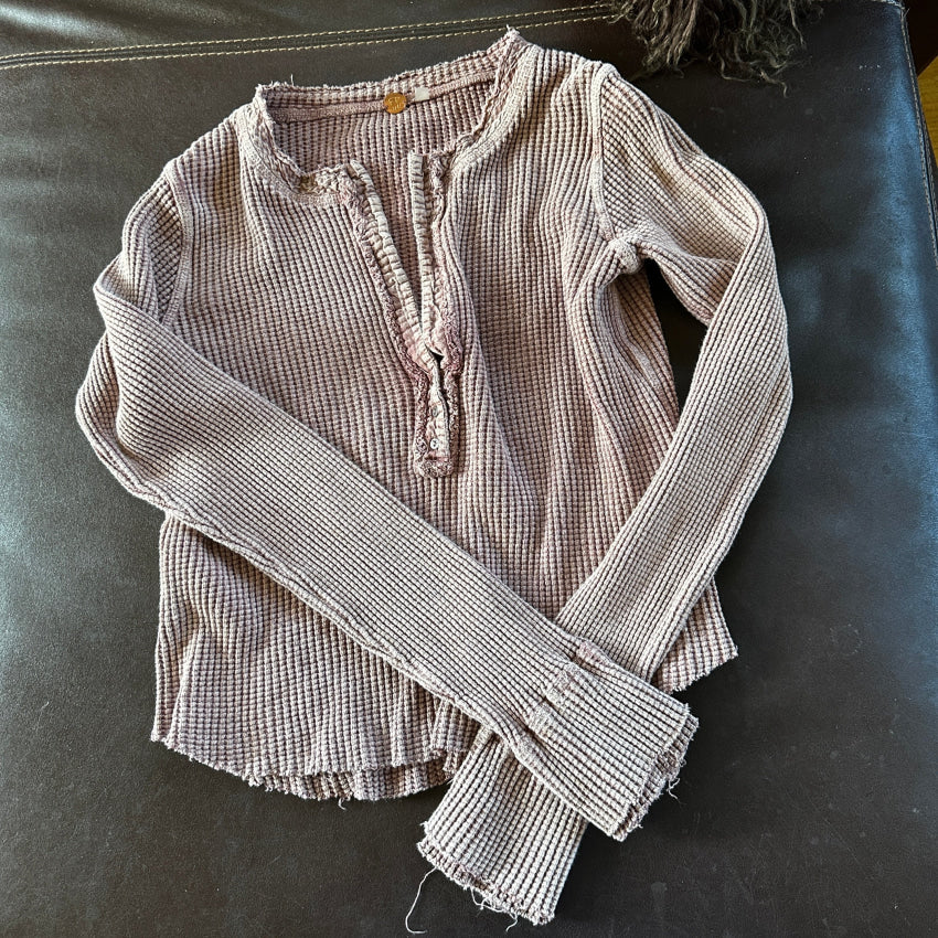 Free People Mauve Thermal Long Sleeve Shirt Small Shirt