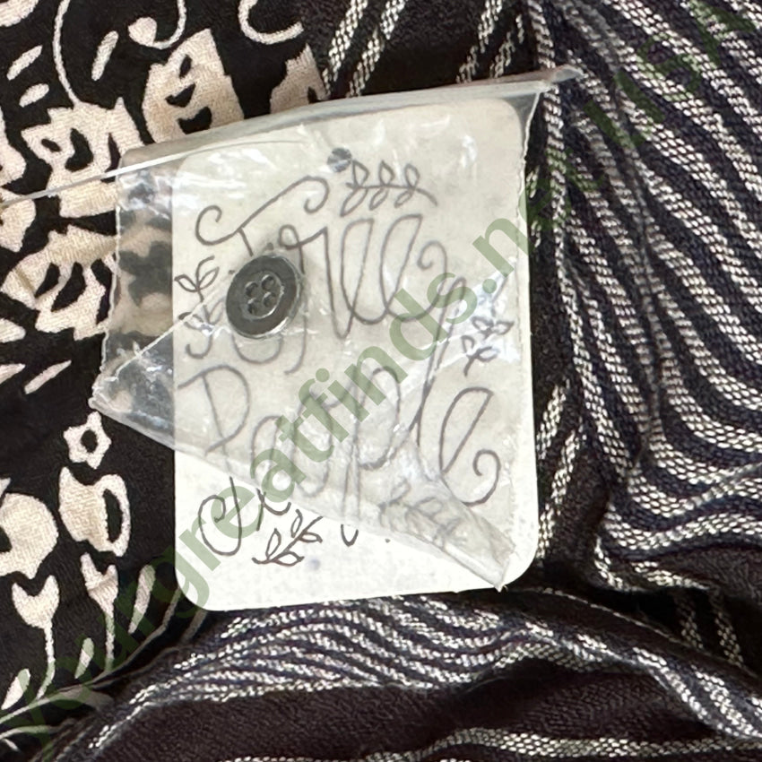 Free People Nwt Black Pinstripe Drawstring Blouse Blouse