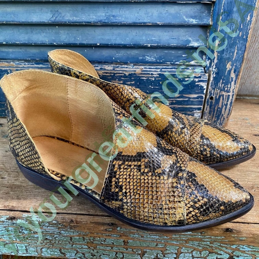 Free People Royale Flat Snakeskin Brown Size 6 Pre-owned Yourgreatfinds