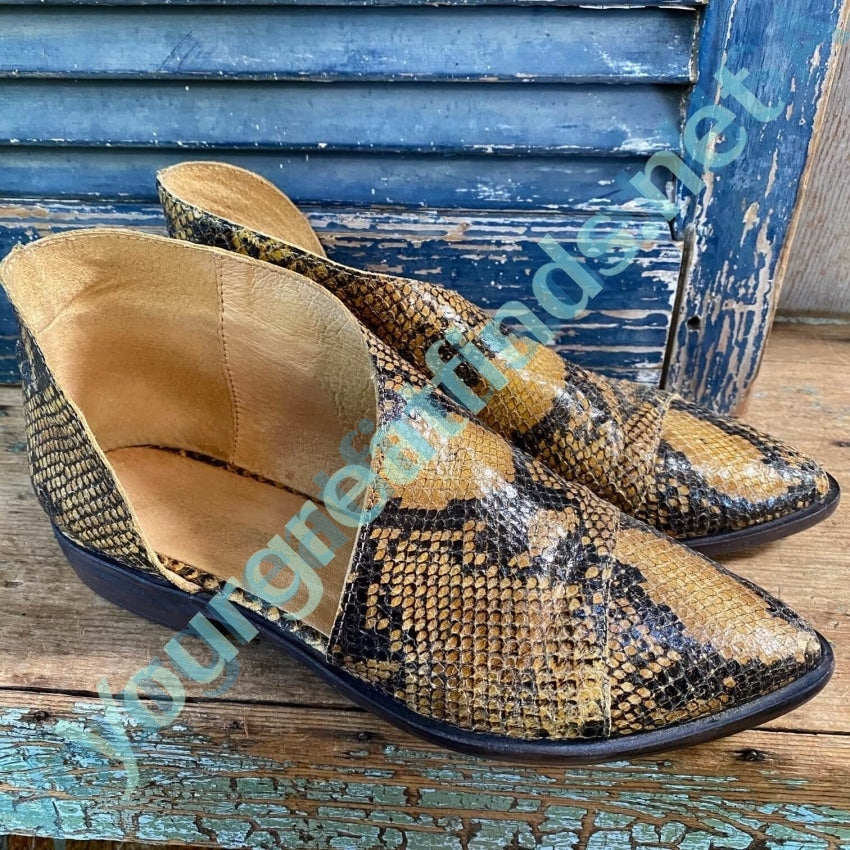 Free People Royale Flat Snakeskin Brown Size 6 Pre owned Yourgreatfinds