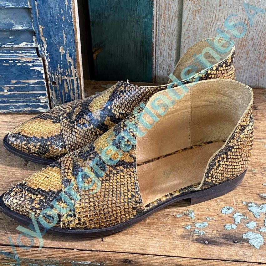 Free People Royale Flat Snakeskin Brown Size 6 Pre-owned Yourgreatfinds