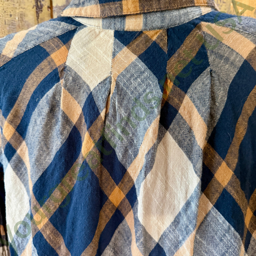 Free People Size XS Peppy In Plaid Ruffle Button Plaid Shirt blouse