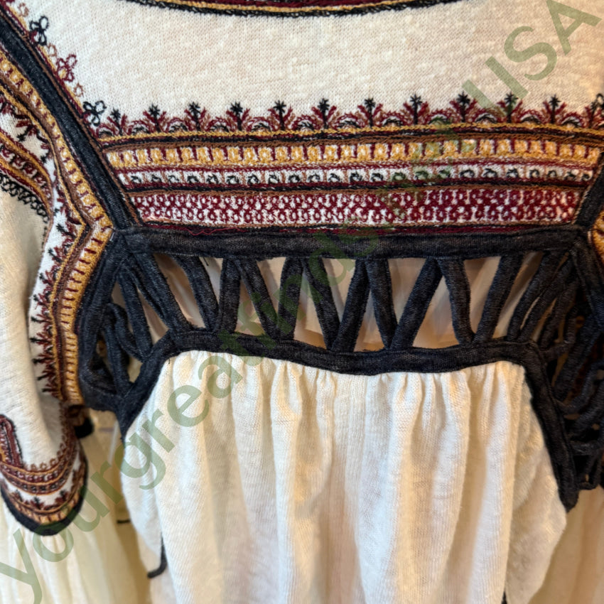 Free People Snow Kisses Embroidered Blouse M top