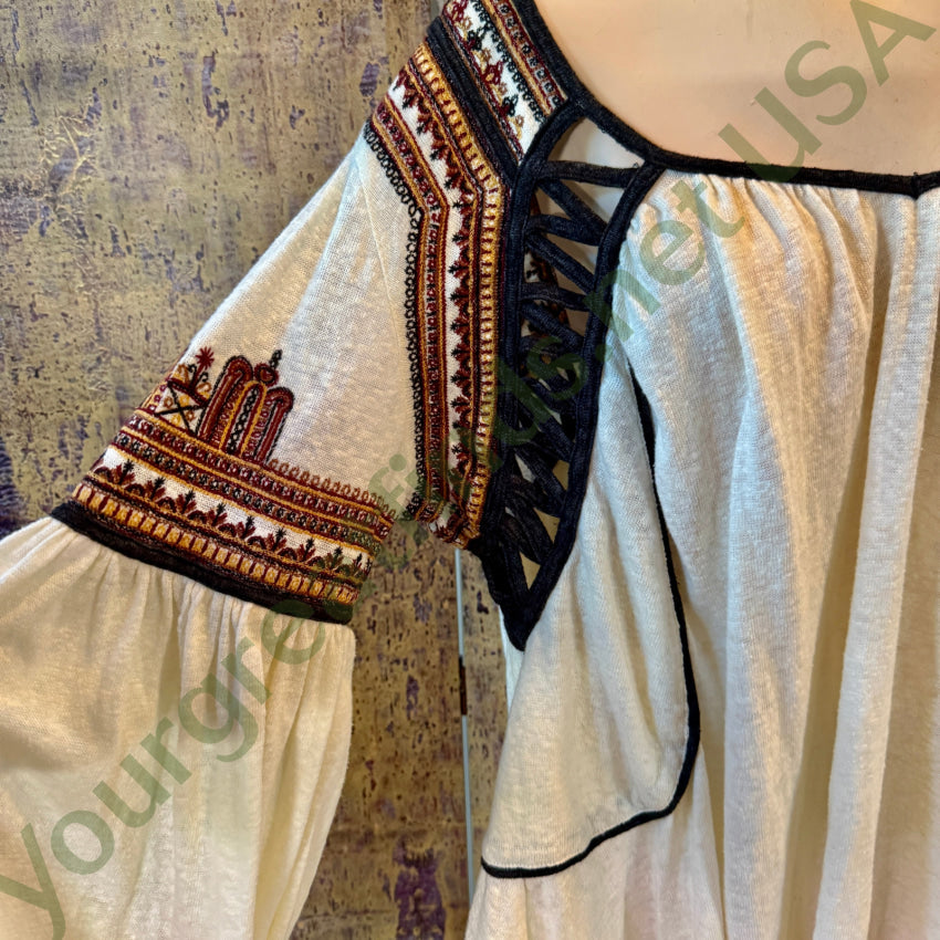 Free People Snow Kisses Embroidered Blouse M top