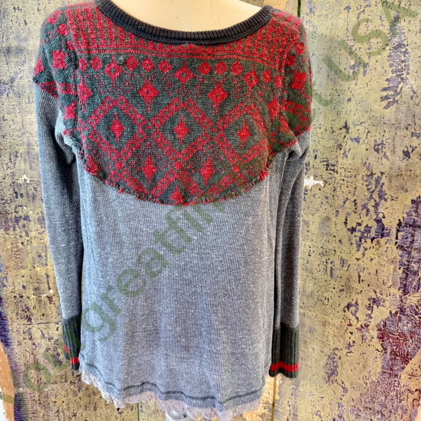 Free People We The Free Cabin In The Woods Waffle Thermal Lace Henley Free People top