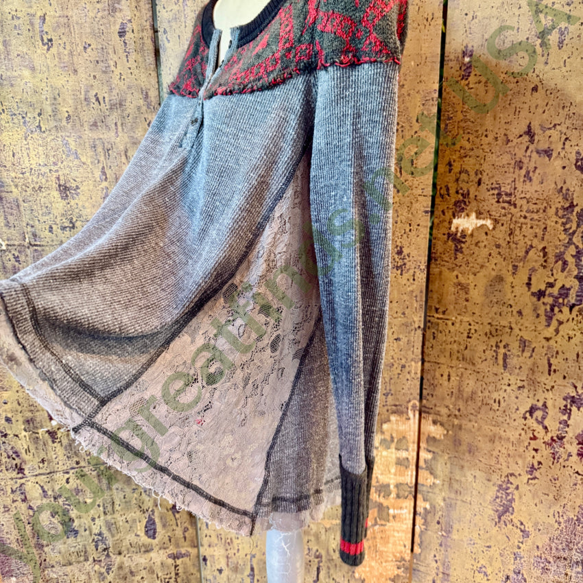 Free People We The Free Cabin In The Woods Waffle Thermal Lace Henley Free People top