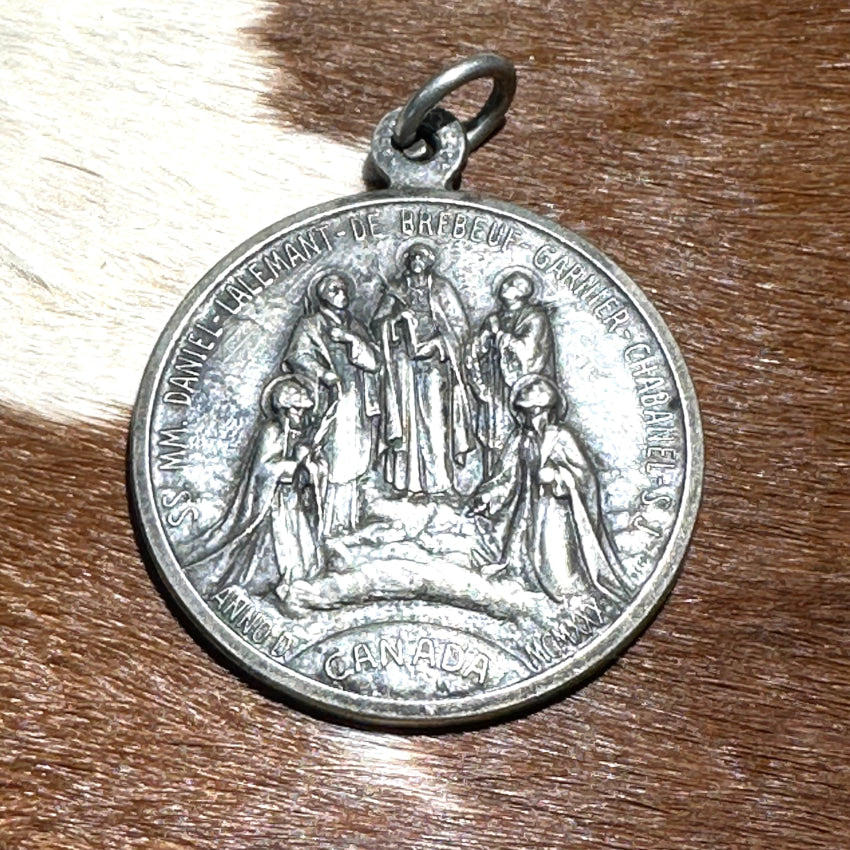 French Canadian Pewter Devotional Pendant Catholic Pendant