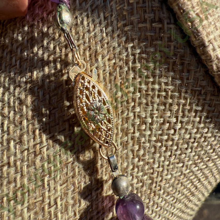 Genuine Amethyst Bead Necklace 14k Gold Clasp 28’’ necklace