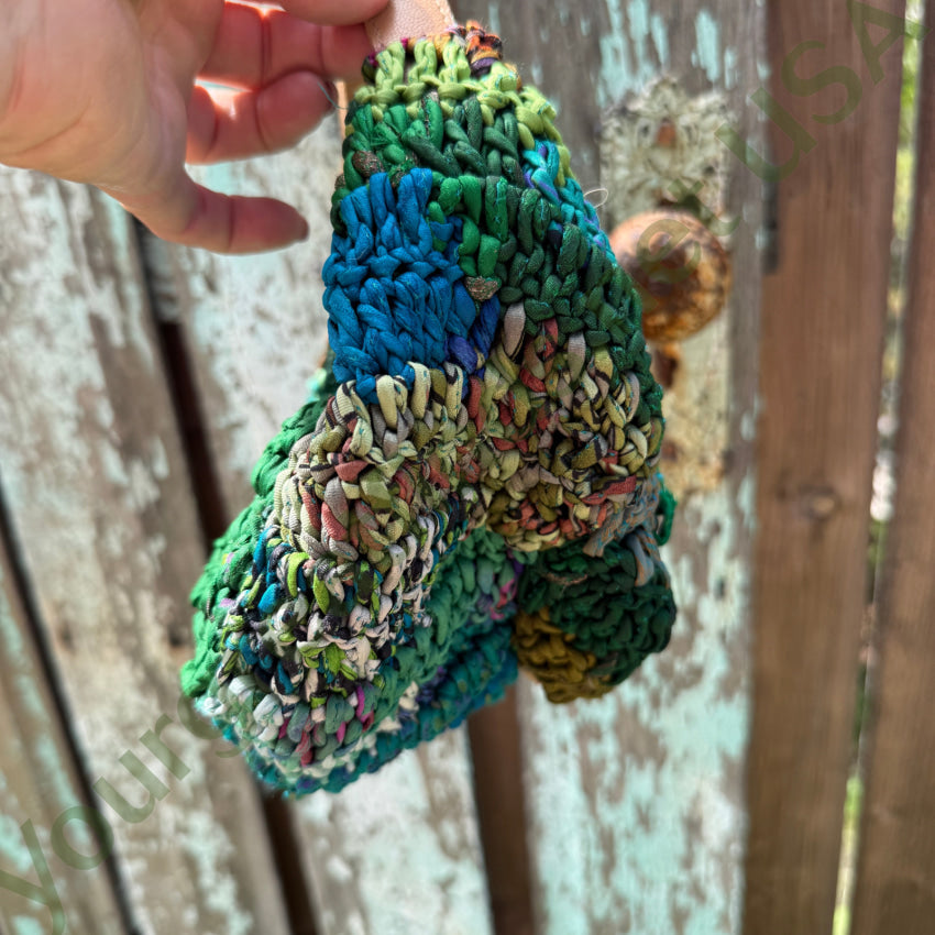 Genuine Chan Luu Knitted Silk ’Rag’ Basket Bag Leather Handle purse