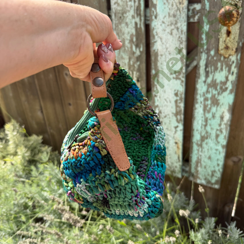 Genuine Chan Luu Knitted Silk ’Rag’ Basket Bag Leather Handle purse