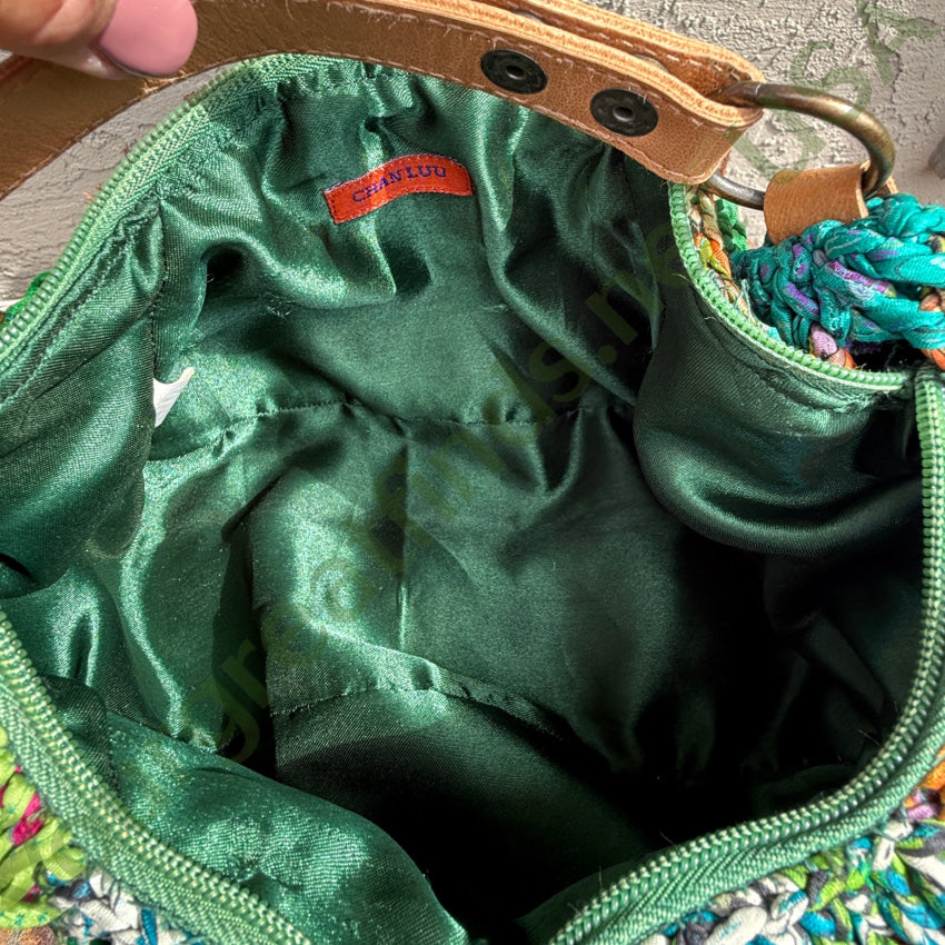 Genuine Chan Luu Knitted Silk ’Rag’ Basket Bag Leather Handle purse