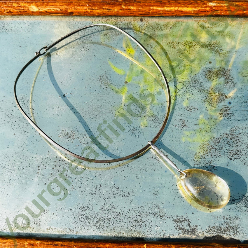 Georg Jensen Neckring Necklace Large Rutilated Quartz Drop Vivianna Torun Apparel & Accessories