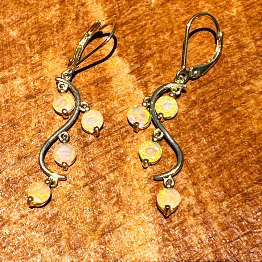 Gold Over Sterling Silver Ethiopian Opal Pierced Earrings Jewelry