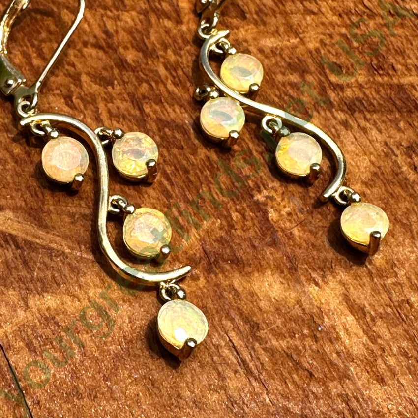 Gold Over Sterling Silver Ethiopian Opal Pierced Earrings Jewelry