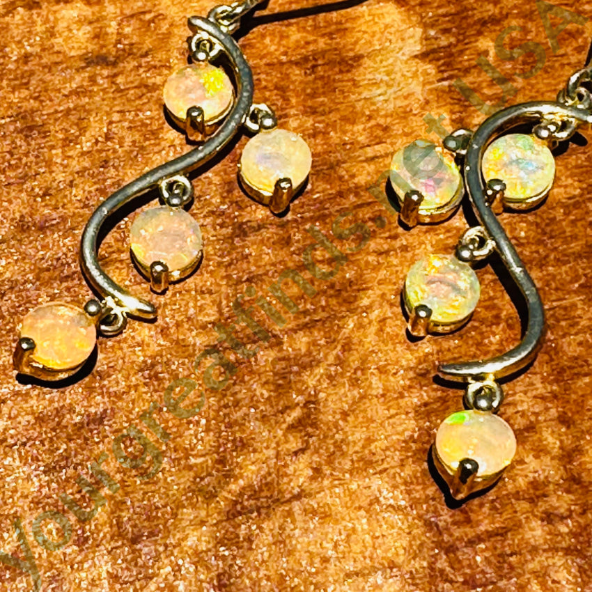 Gold Over Sterling Silver Ethiopian Opal Pierced Earrings Jewelry