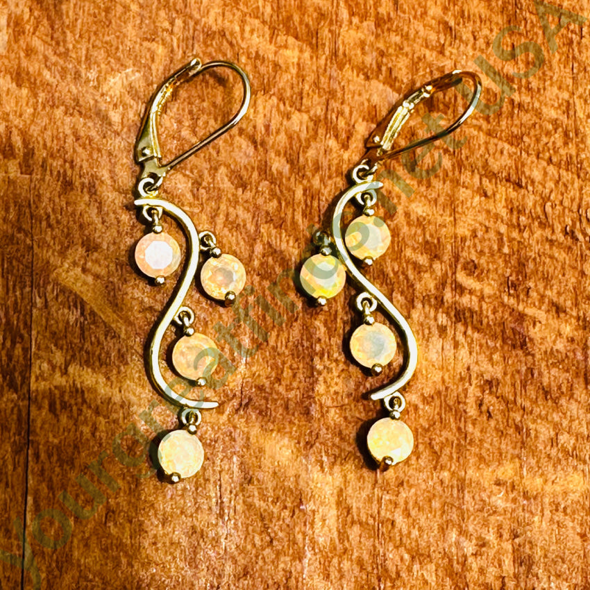 Gold Over Sterling Silver Ethiopian Opal Pierced Earrings Jewelry