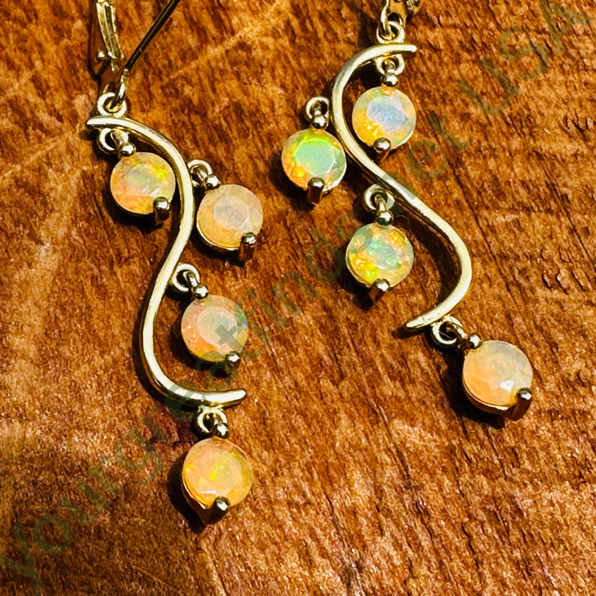 Gold Over Sterling Silver Ethiopian Opal Pierced Earrings Jewelry