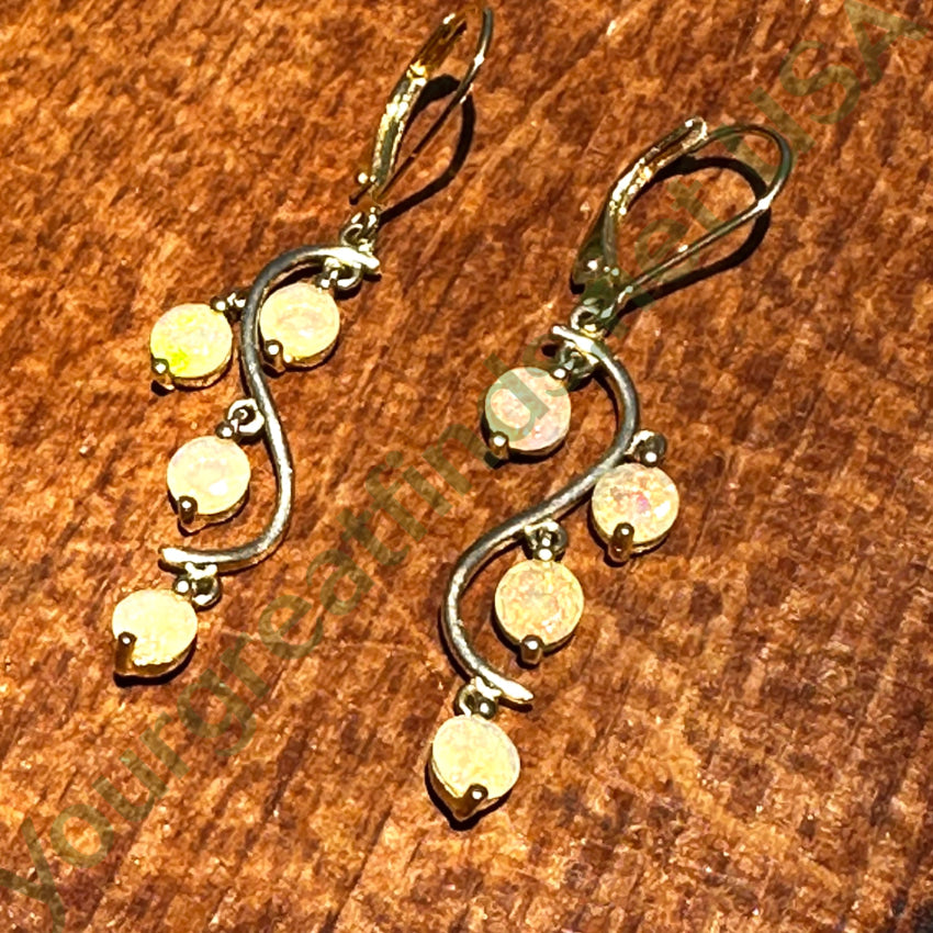 Gold Over Sterling Silver Ethiopian Opal Pierced Earrings Jewelry