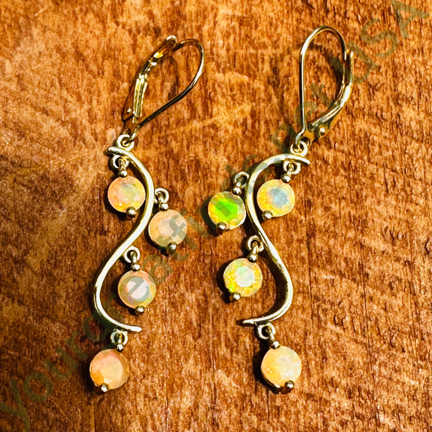 Gold Over Sterling Silver Ethiopian Opal Pierced Earrings Jewelry