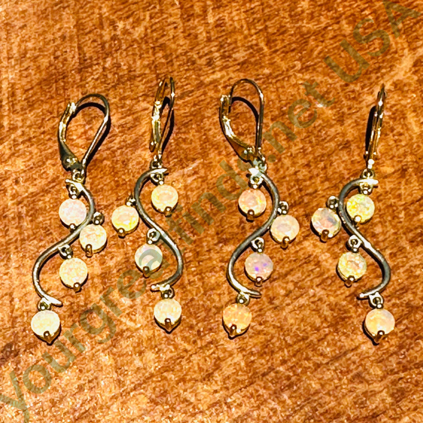 Gold Over Sterling Silver Ethiopian Opal Pierced Earrings Jewelry