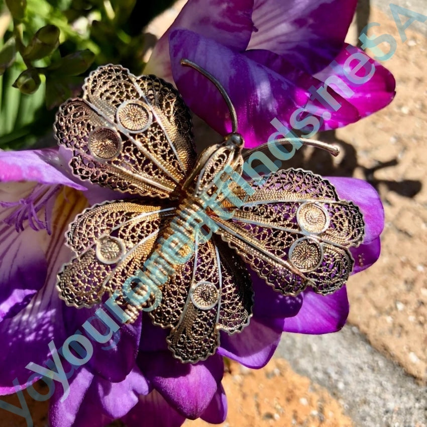 Gold Over Sterling Silver Filigree Butterfly Pin Yourgreatfinds