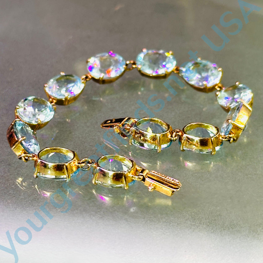 Gold Over Sterling Silver Light Blue Topaz Tennis Bracelet Bracelet