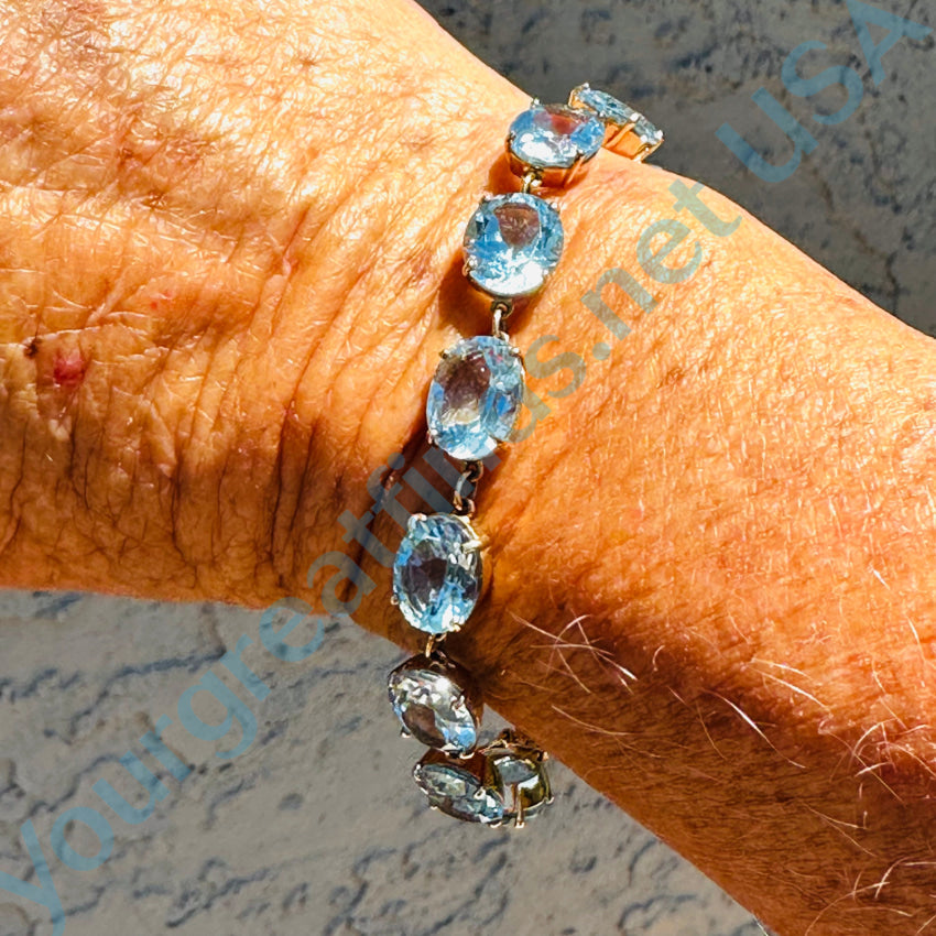 Gold Over Sterling Silver Light Blue Topaz Tennis Bracelet Bracelet