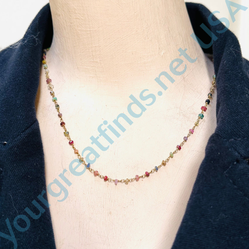 Gold Over Sterling Silver Multiple Gemstone Bead Necklace Necklace