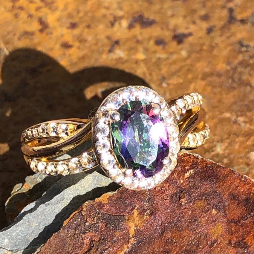 Gold Over Sterling Silver Mystic Topaz Ring Size 7