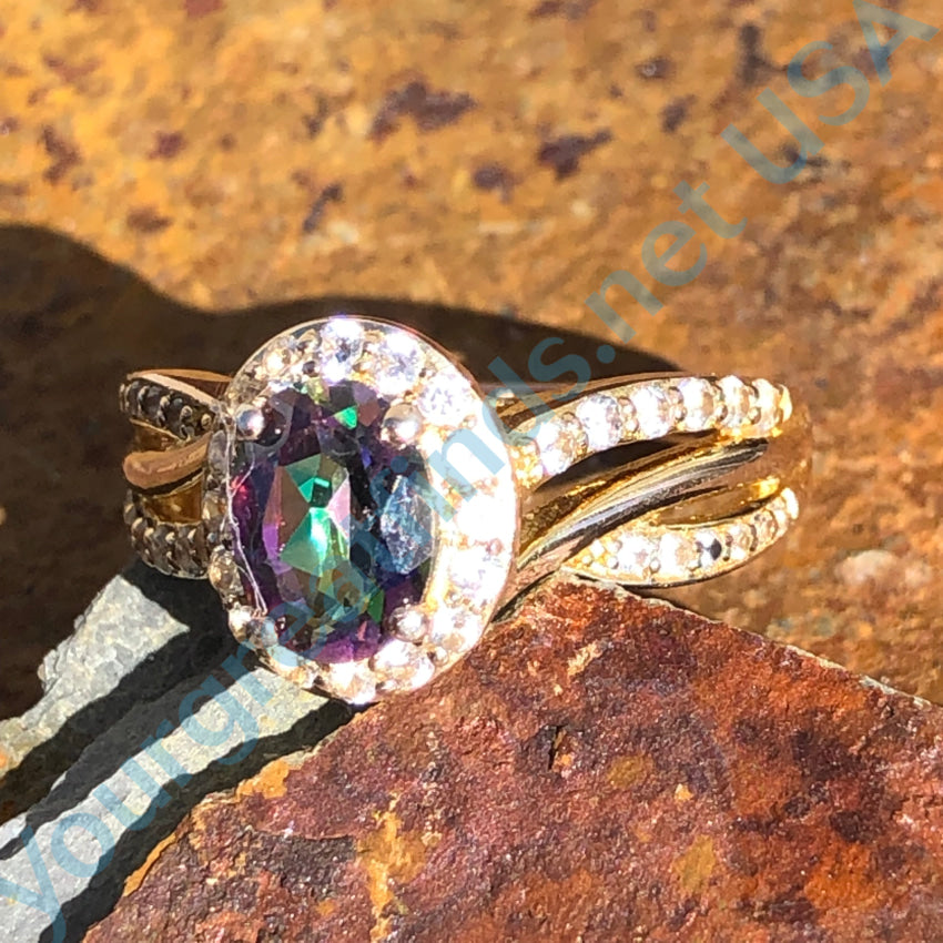 Gold Over Sterling Silver Mystic Topaz Ring Size 7