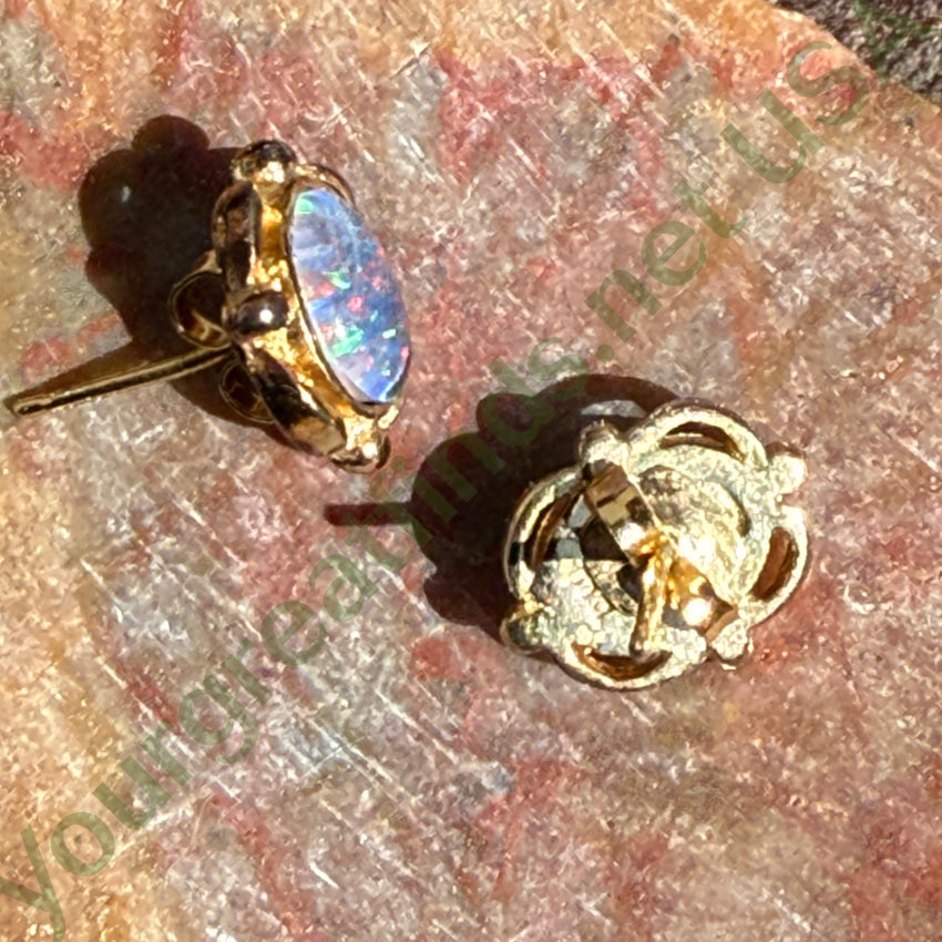Gold over Sterling Silver Opal Earrings Pierced Post Stud earrings