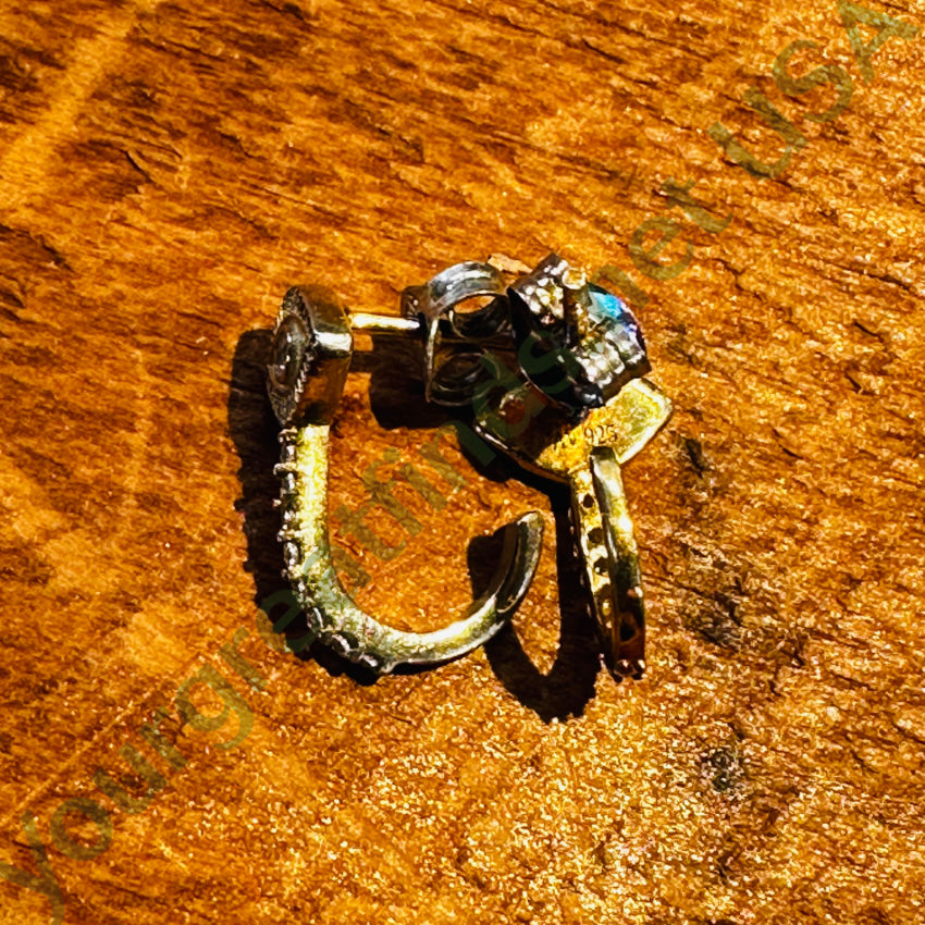 Gold Over Sterling Silver Pavé Cz Eye Hoop Pierced Earrings Earrings