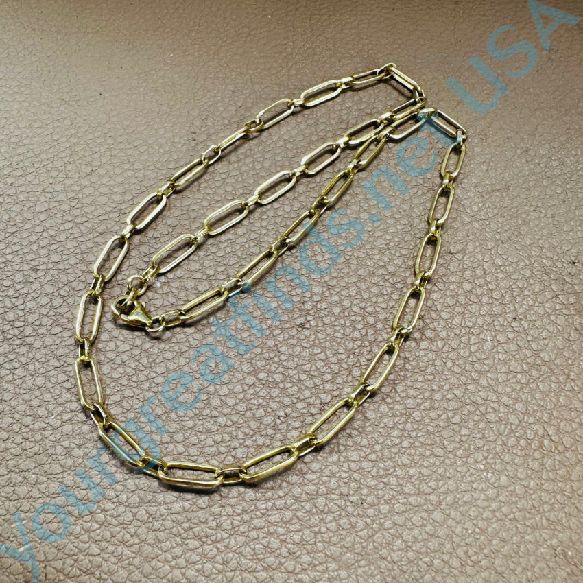 Gold Over Sterling Silver Rectangular Link Chain 20’ Chain Necklace