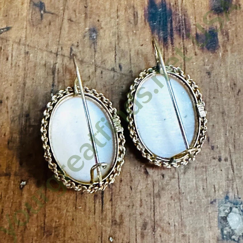 Gold & Shell Cameo Earrings 14K Earrings