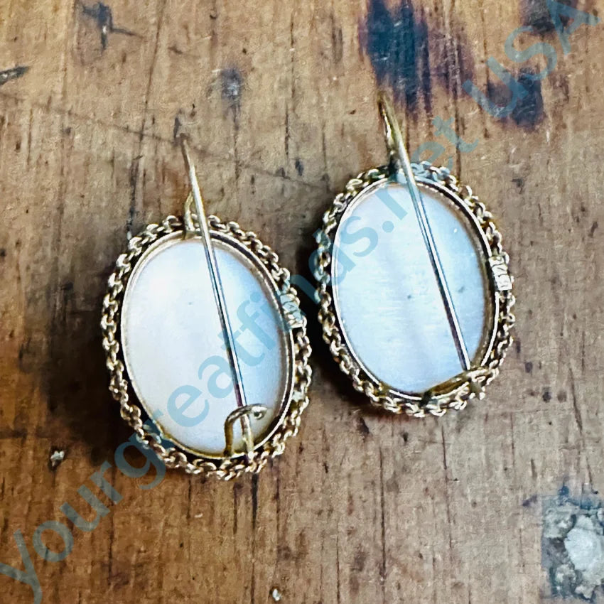 Gold & Shell Cameo Earrings 14K Earrings