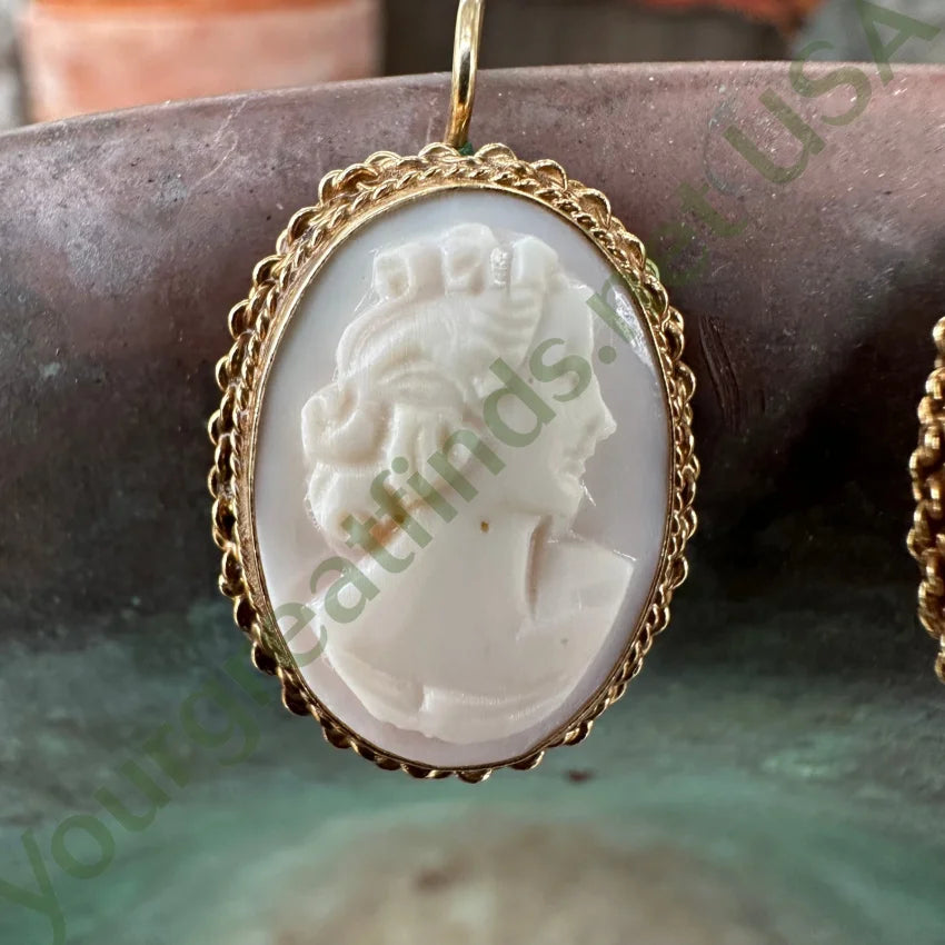 Gold & Shell Cameo Earrings 14K Earrings