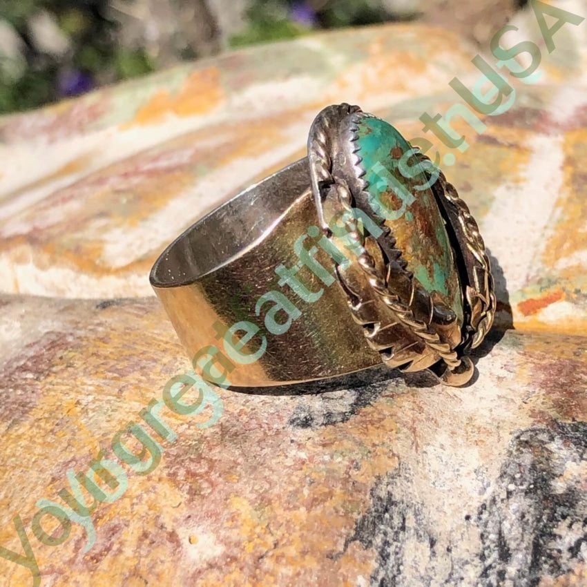 Gold Sterling Silver Navajo Turquoise Ring Size 10 Yourgreatfinds