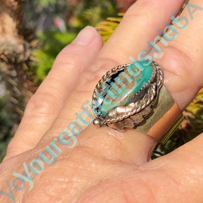 Gold Sterling Silver Navajo Turquoise Ring Size 10 Yourgreatfinds