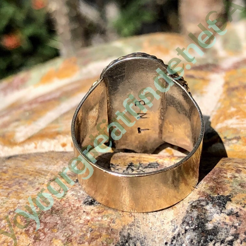 Gold Sterling Silver Navajo Turquoise Ring Size 10 Yourgreatfinds