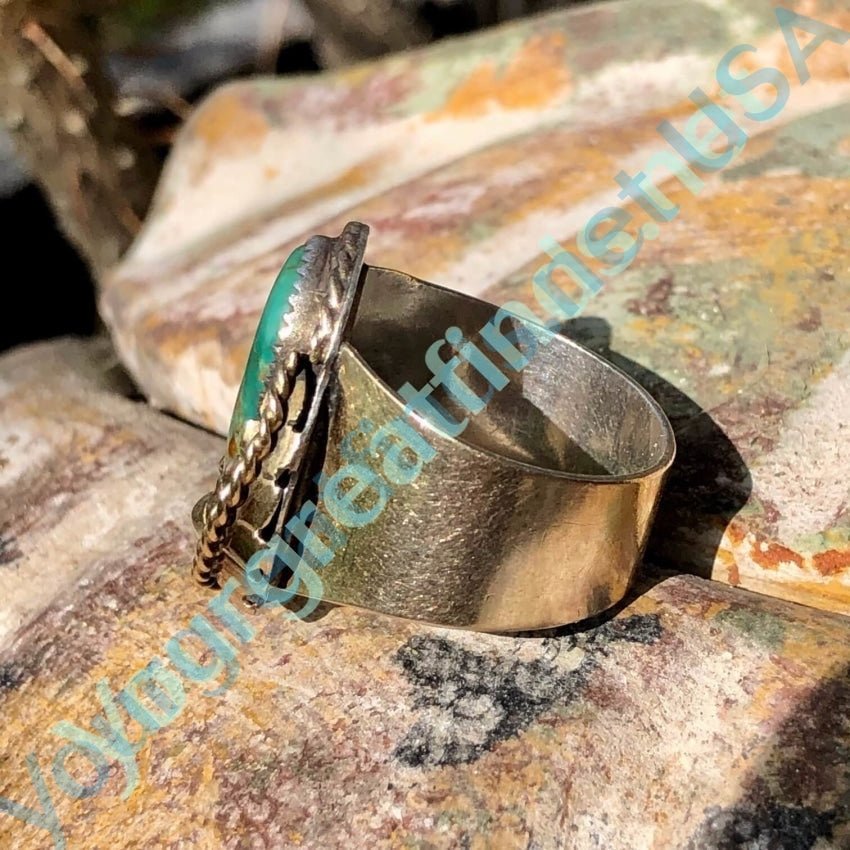 Gold Sterling Silver Navajo Turquoise Ring Size 10 Yourgreatfinds