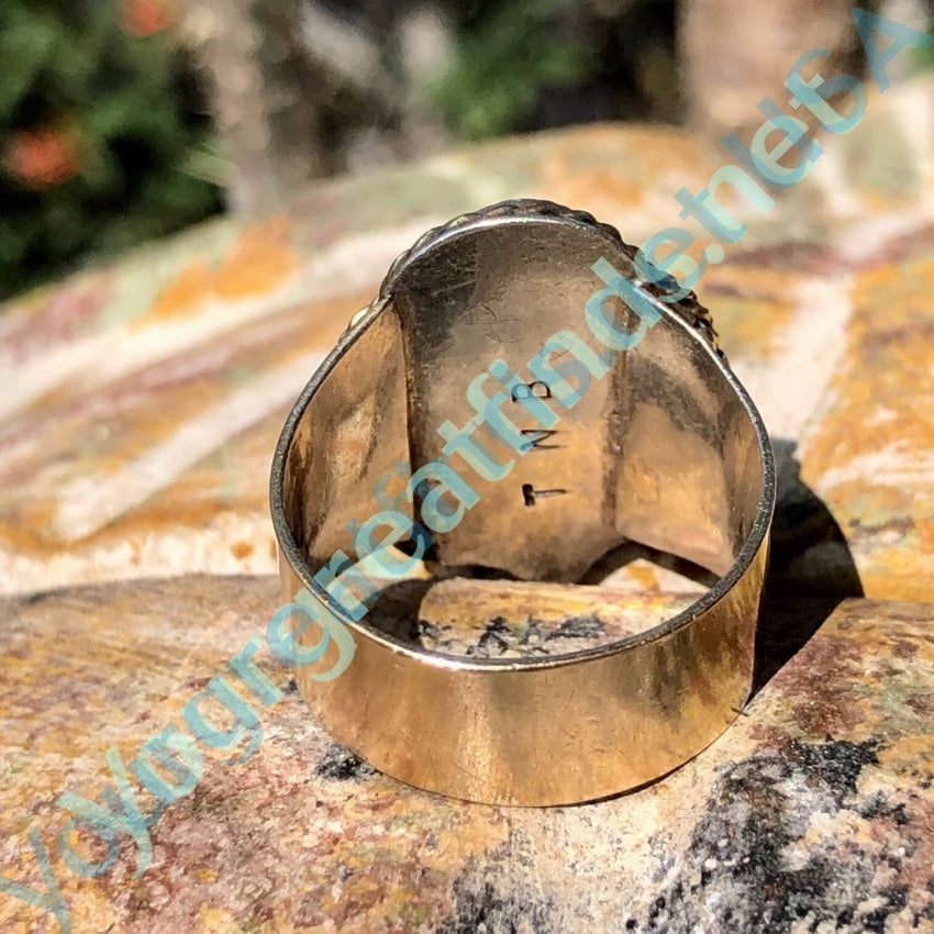 Gold Sterling Silver Navajo Turquoise Ring Size 10 Yourgreatfinds