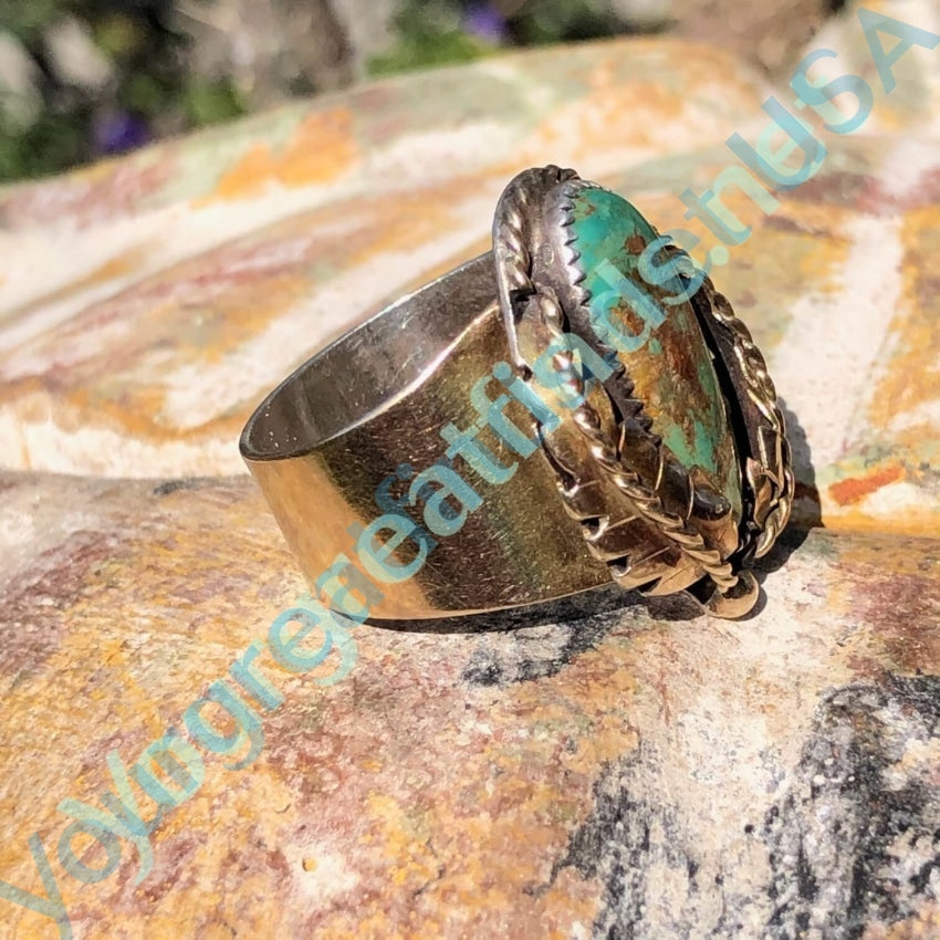 Gold Sterling Silver Navajo Turquoise Ring Size 10 Yourgreatfinds