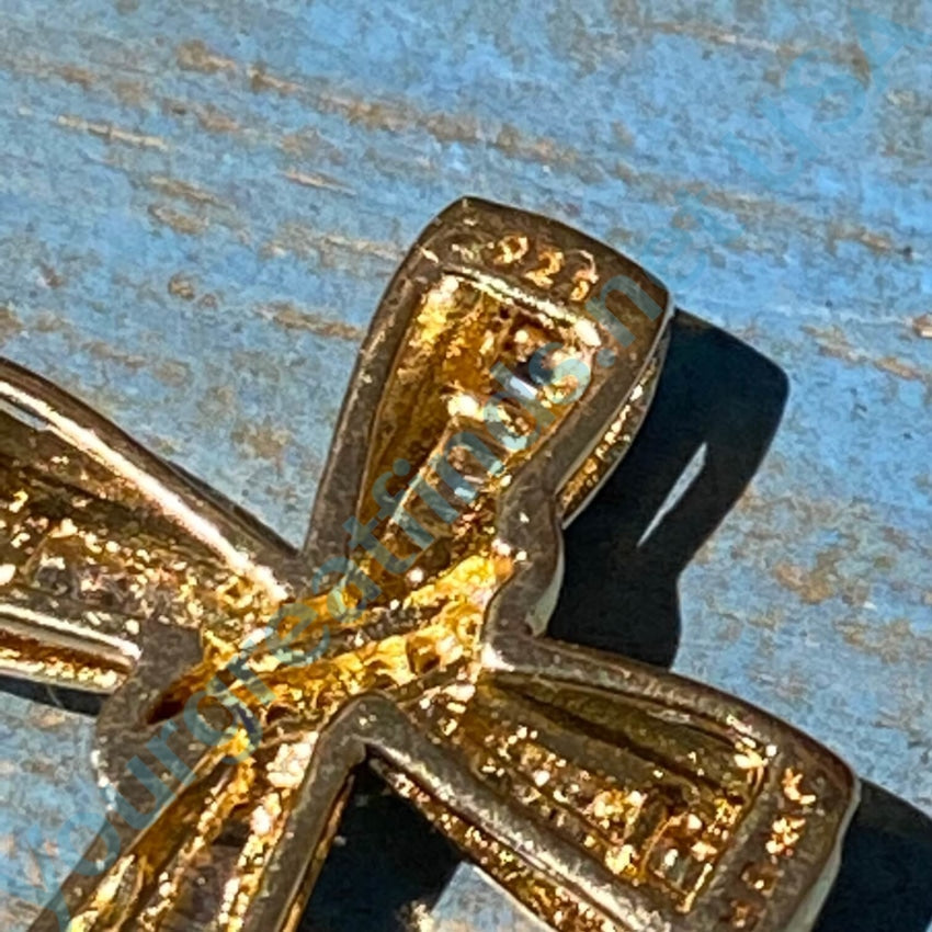 Gold Vermeil Sterling Silver Diamond Cross Pendant