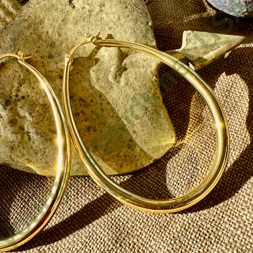 Gold Vermeil Sterling Silver Long Hoop Pierced Earrings earrings