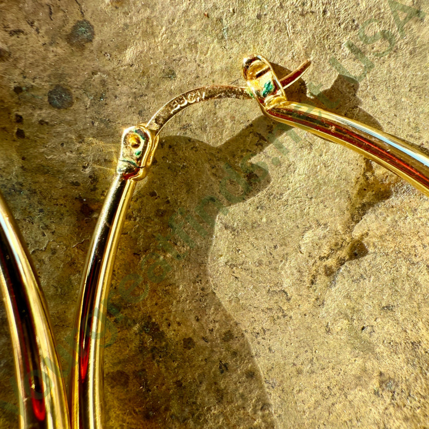 Gold Vermeil Sterling Silver Long Hoop Pierced Earrings earrings