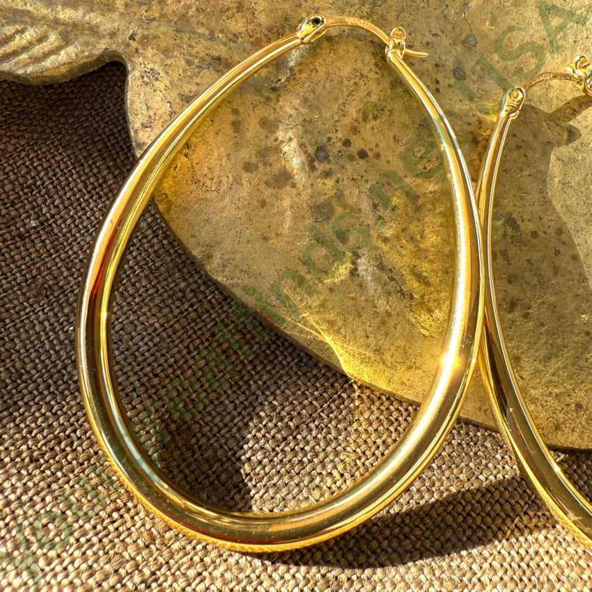 Gold Vermeil Sterling Silver Long Hoop Pierced Earrings earrings